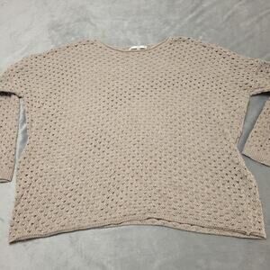 Sioni Sweater Women Large Pullover Brown Long Sleeve Wool Open Knit Comfort Drop